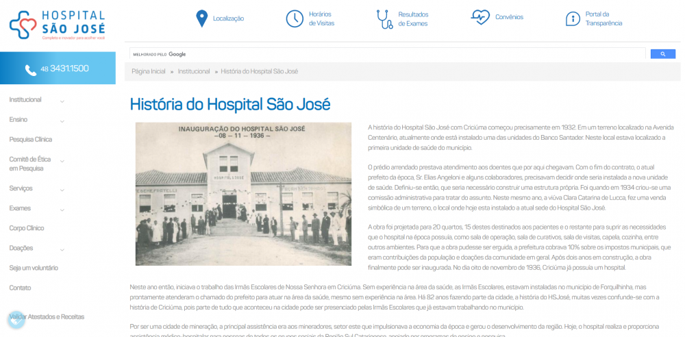 Hospital São José historia